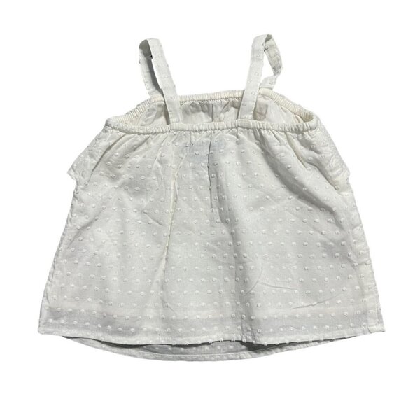 Genuine Kids 18m White Swiss Dot Ruffle Tank Top - Picture 2 of 4